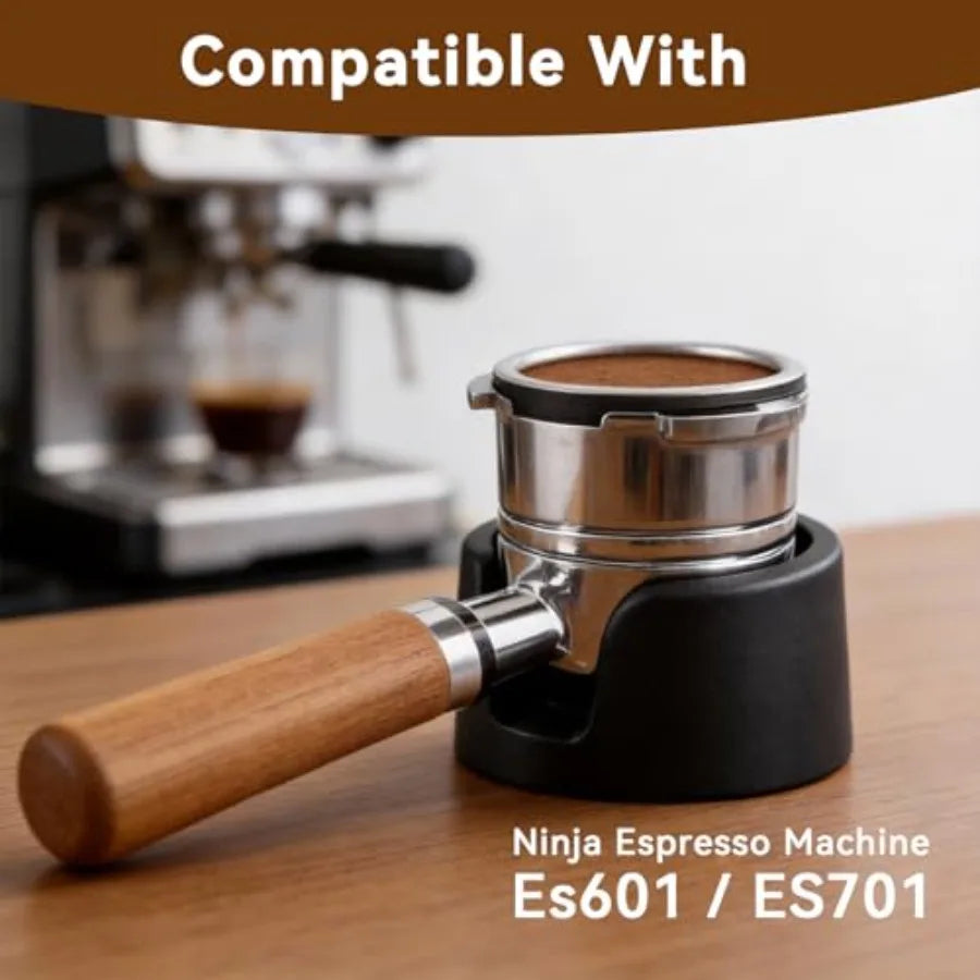Portafilter Holder with Cleaning Brush and Non-Slip Silicone Tamping Station (compatible with Ninja Espresso Machine Luxe Cafe Pro ES601 ES7).