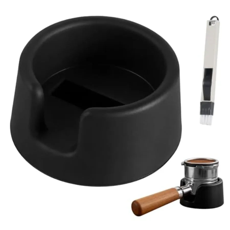 Portafilter Holder with Cleaning Brush and Non-Slip Silicone Tamping Station (compatible with Ninja Espresso Machine Luxe Cafe Pro ES601 ES7).