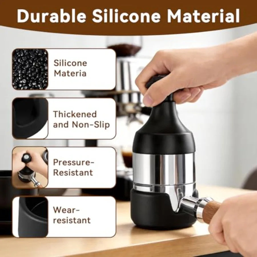 Portafilter Holder with Cleaning Brush and Non-Slip Silicone Tamping Station (compatible with Ninja Espresso Machine Luxe Cafe Pro ES601 ES7).