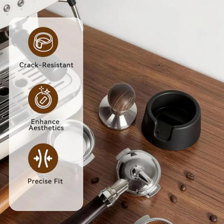 Portafilter Holder with Cleaning Brush and Non-Slip Silicone Tamping Station (compatible with Ninja Espresso Machine Luxe Cafe Pro ES601 ES7).